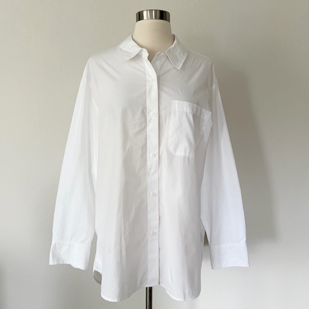 Jenni Kayne Boyfriend Collared Button Down Shirt White Medium M